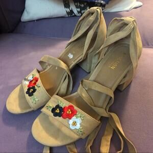 Embroidered Block Heels